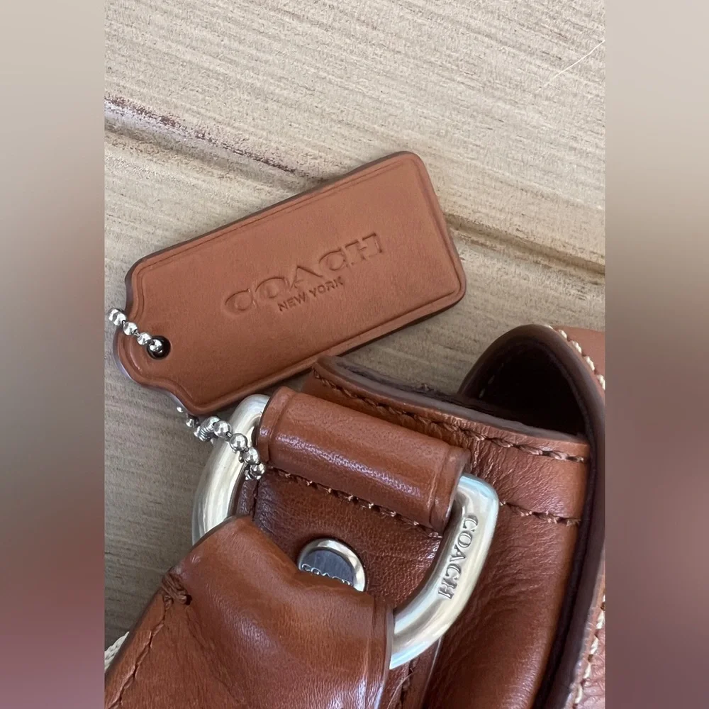 Coach Heritage Web Messenger Brown Leather Adjustable Strap Bag